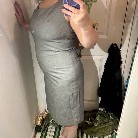 Context Gray Dress Work Dressy Elegant Professional 14 Comfortable Fitted EUC XL - Picture 2 of 9